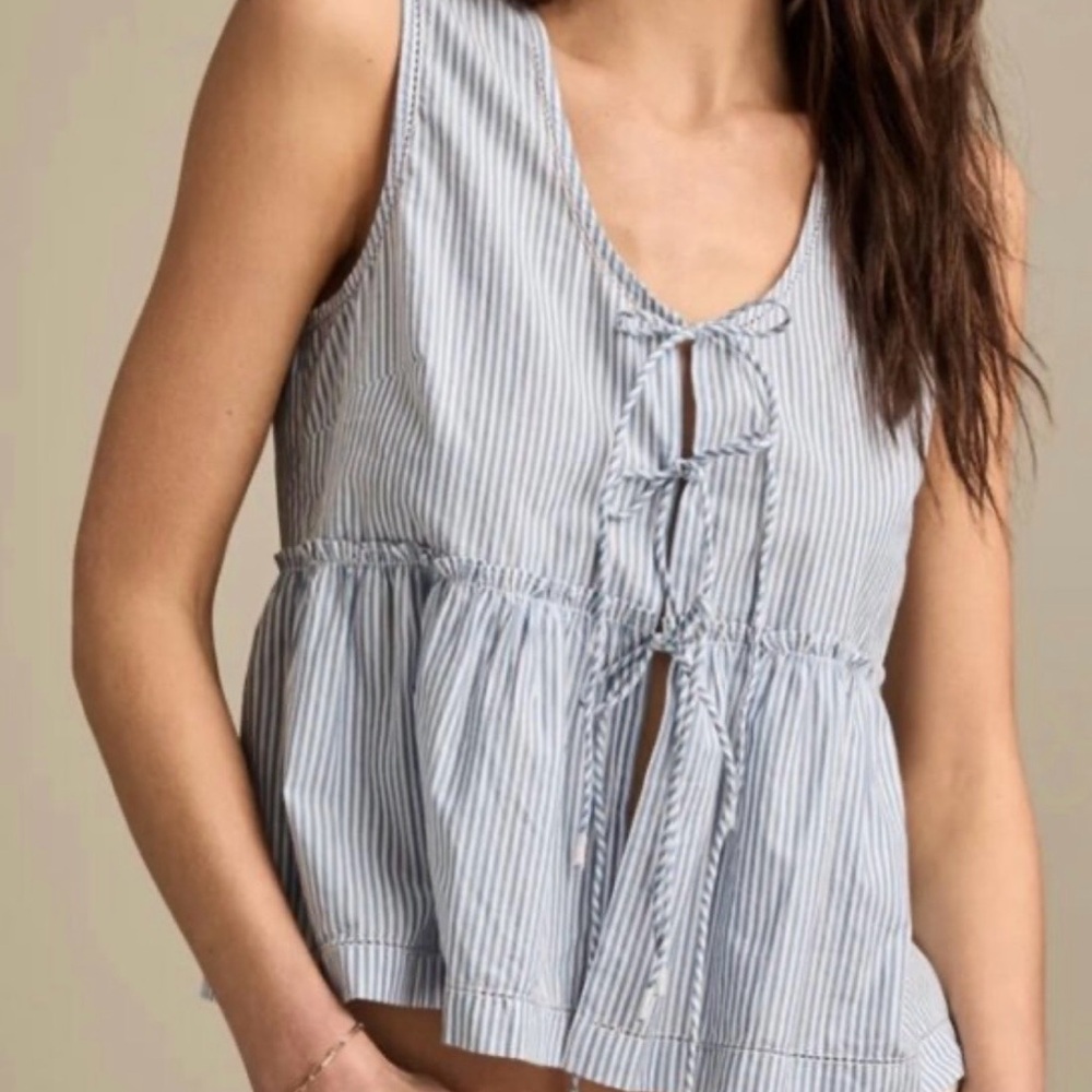 Lucky Brand Blue Striped Sleeveless Blouse